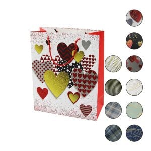 YAKUT-13260 BL-2128M-1 ( ORTA= 26 X 32 X 12CM ) HEDİYELİK (KARTON) ÇANTA ( RENKLİ DESENLİ ) ( SİMLİ & SİMSİZ ) ( İP KULP )*12X40