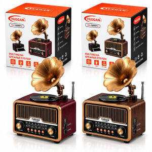 YUEGAN YG-7020BTS PL-4722 ( SOLAR & İBRELİ ) GRAMAFON RADYO & RETRO ( AM & FM & SW )( USB & TYPE-C SARJLI )( BT & TF & USB ) SPEAKER*18