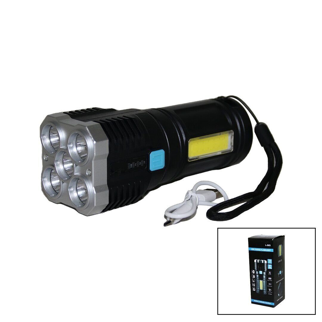 USB CHARGE FLASHLIGHT L-S03 ( 5IN1 + COB LED ) USB ŞARJLI EL FENERİ*160
