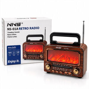 NNS NS-01A PL-4730 ( İBRELİ ) ŞÖMİNELİ RADYO & RETRO ( AM & FM & SW )( USB & TYPE-C SARJLI )( BT & TF & USB ) SPEAKER*40