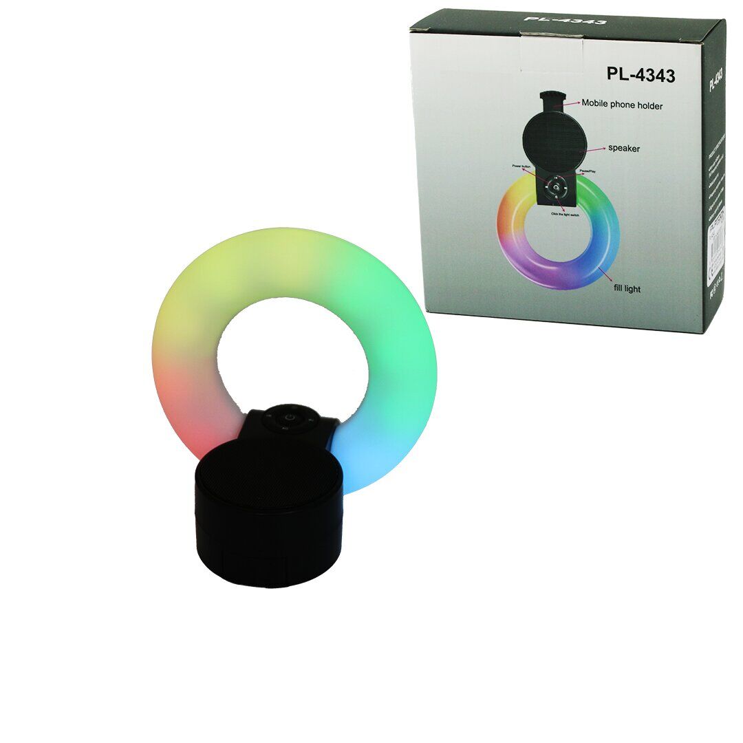 PLATOON PL-4343 (YUVARLAK HALKA & PLASTİK GÖVDE) BLUETOOTH WİRELESS (MİNİ) HOPARLÖR SPEAKER (USB ŞARJLI & IŞIKLI) (TELFON TUTUCU) 5W*60