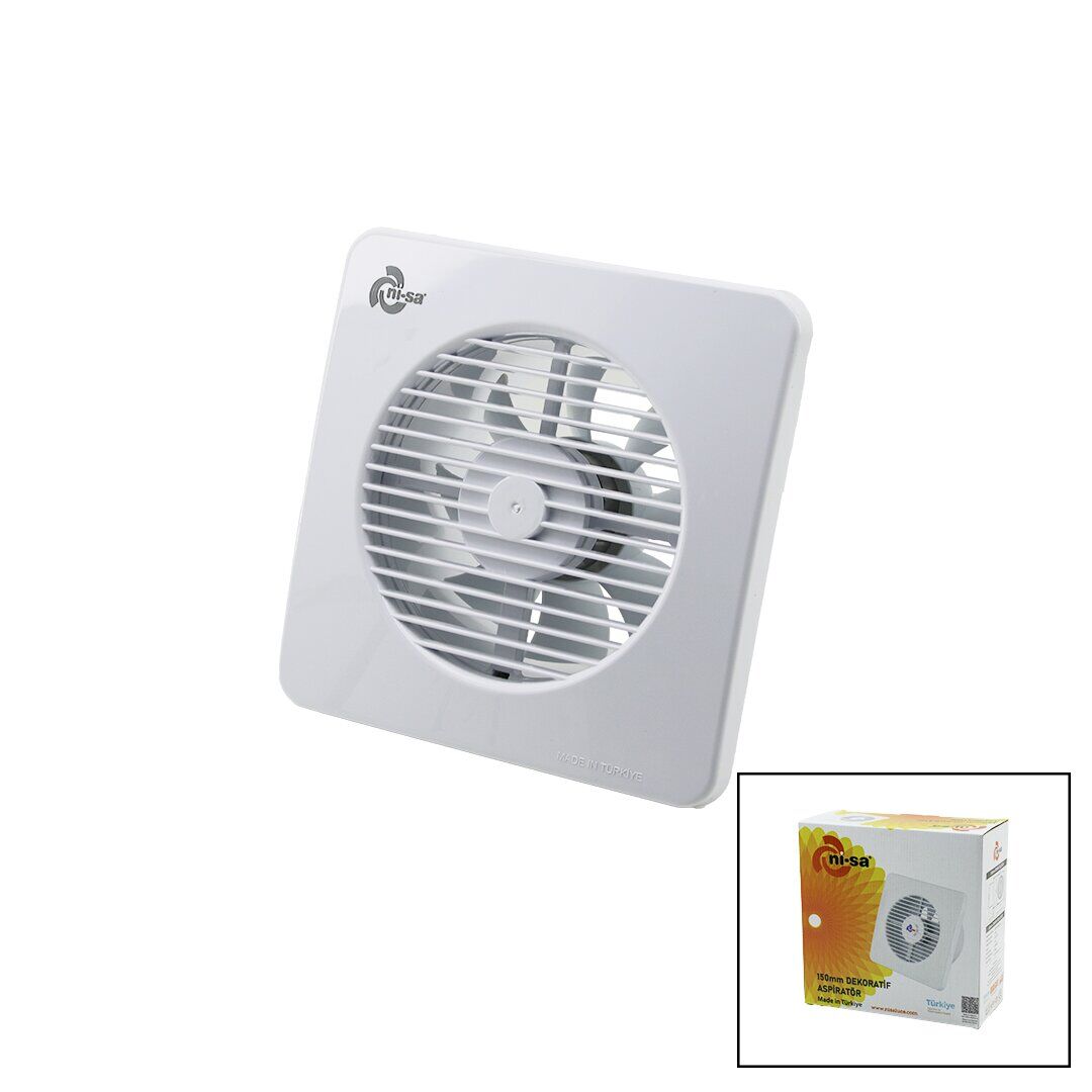 Nİ-SA EBT-150 PLASTİK ASPİRATÖR ( 150 ) ( 6'' ) BANYO TUVALET HAVALANDIRMA ASPİRATÖRÜ ( 20W ) ( 320M3/H )*12
