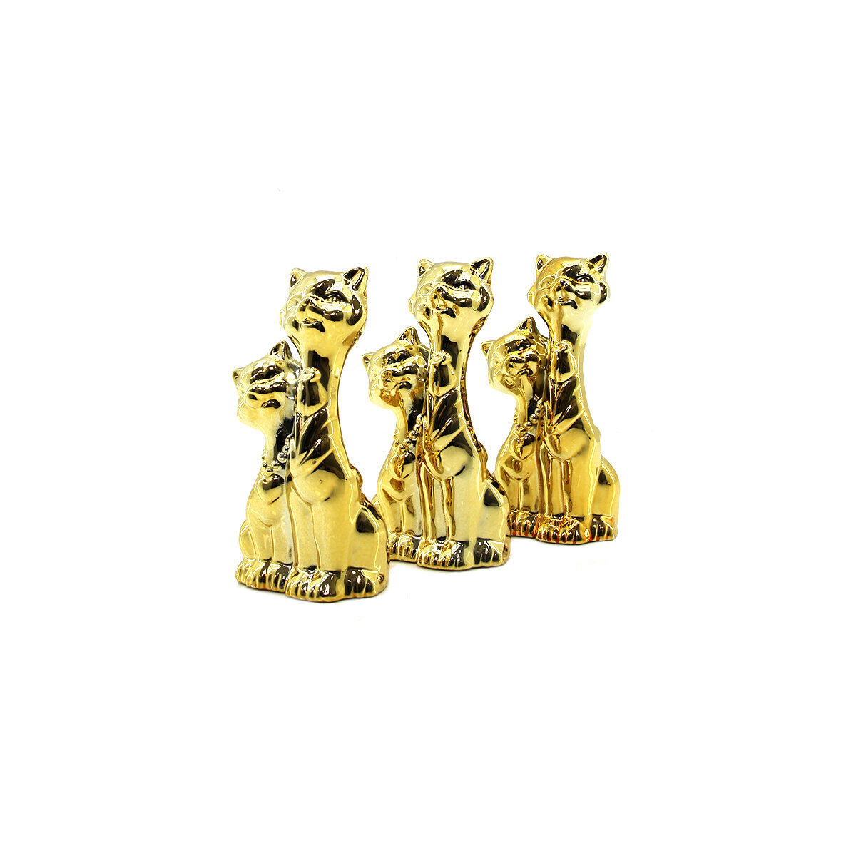 İBİCO İ12-142 ( ÇİFT KEDİ & BÜYÜK ) ( GOLD & SERAMİK ) BİBLO & DEKORATİF SÜS EŞYASI*12X12