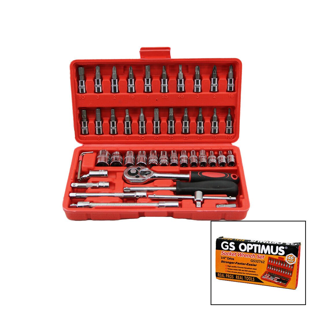 CONTENTS SET ( 46PCS ) LOKMA SETİ ( 1/4'' BİT & 6GEN SOKET & CIRCIR KOLU & UZATMA-KAYDIRMA ÇUBUKLARI) (PLS.KUTULU)*30