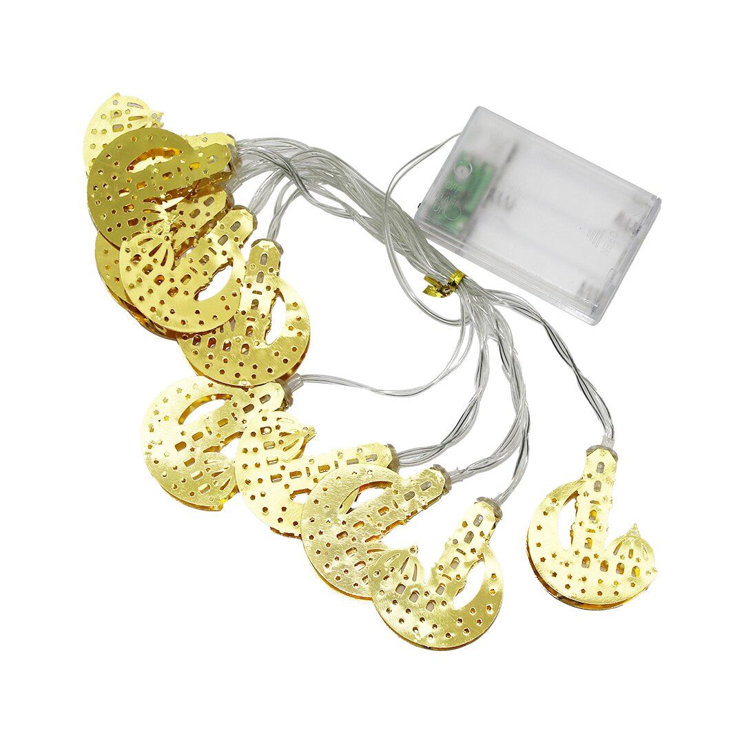 ALASKA COMPANY SDR-8 (CAMİ-1MİNARE AY-YILDIZ MODEL=10PCS) (GOLD METAL) (PİLLİ) DEKORATİF LED IŞIK & LAMBA (2MT KABLO)*100