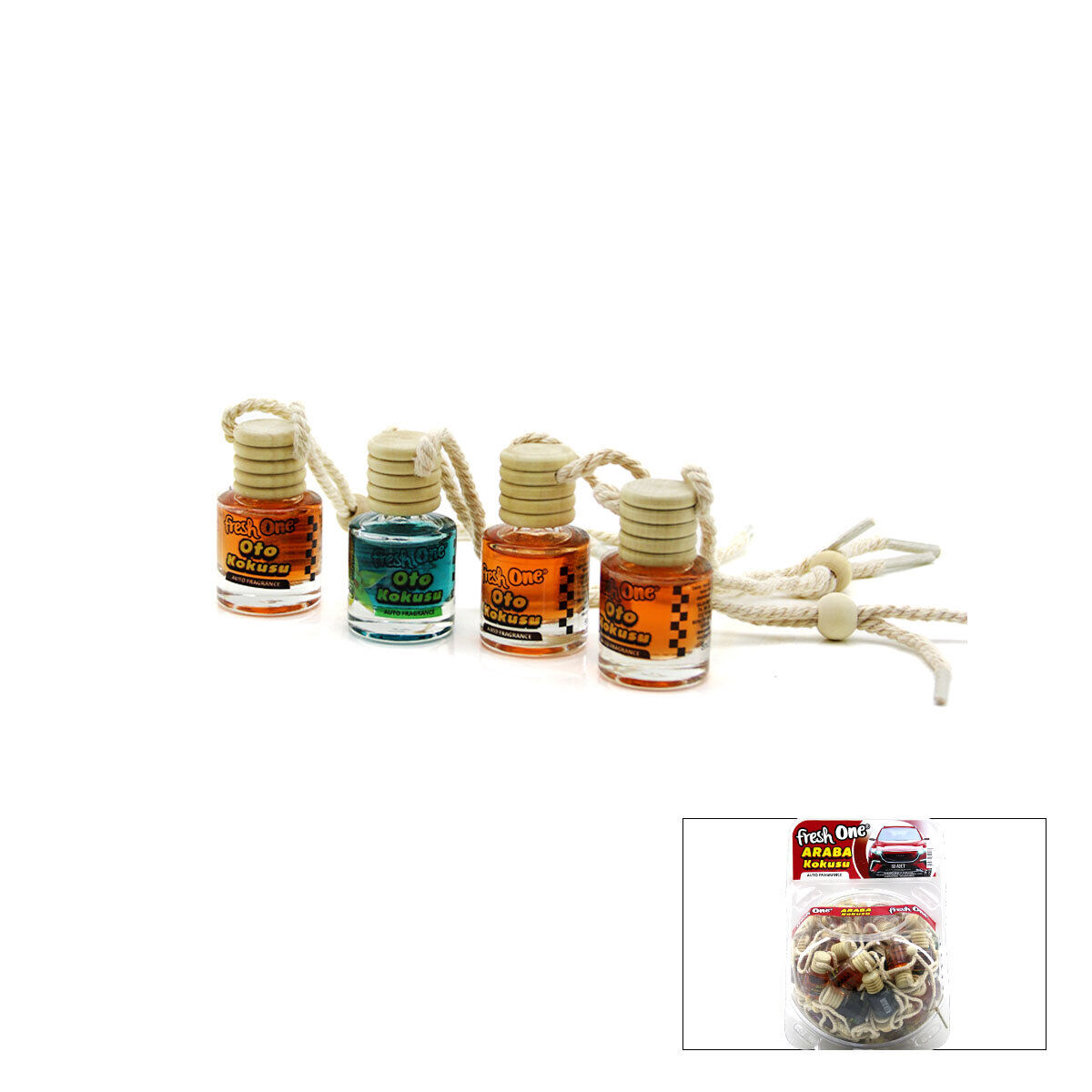 FRESH ONE OTO & ARAÇ KOKUSU (CAM ŞİŞE) (İPLİ AHŞAP KAPAK) (8ML)*60X4