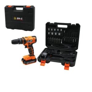 (BANCO-110) (TURUNCU) (1250 RPM) BN-5 F-136 (CORDLESS DRILL FULL) (ŞARJLI=24V=5.0Ah & 2 BATARYA) MATKAP SETİ ÇANTALI*10