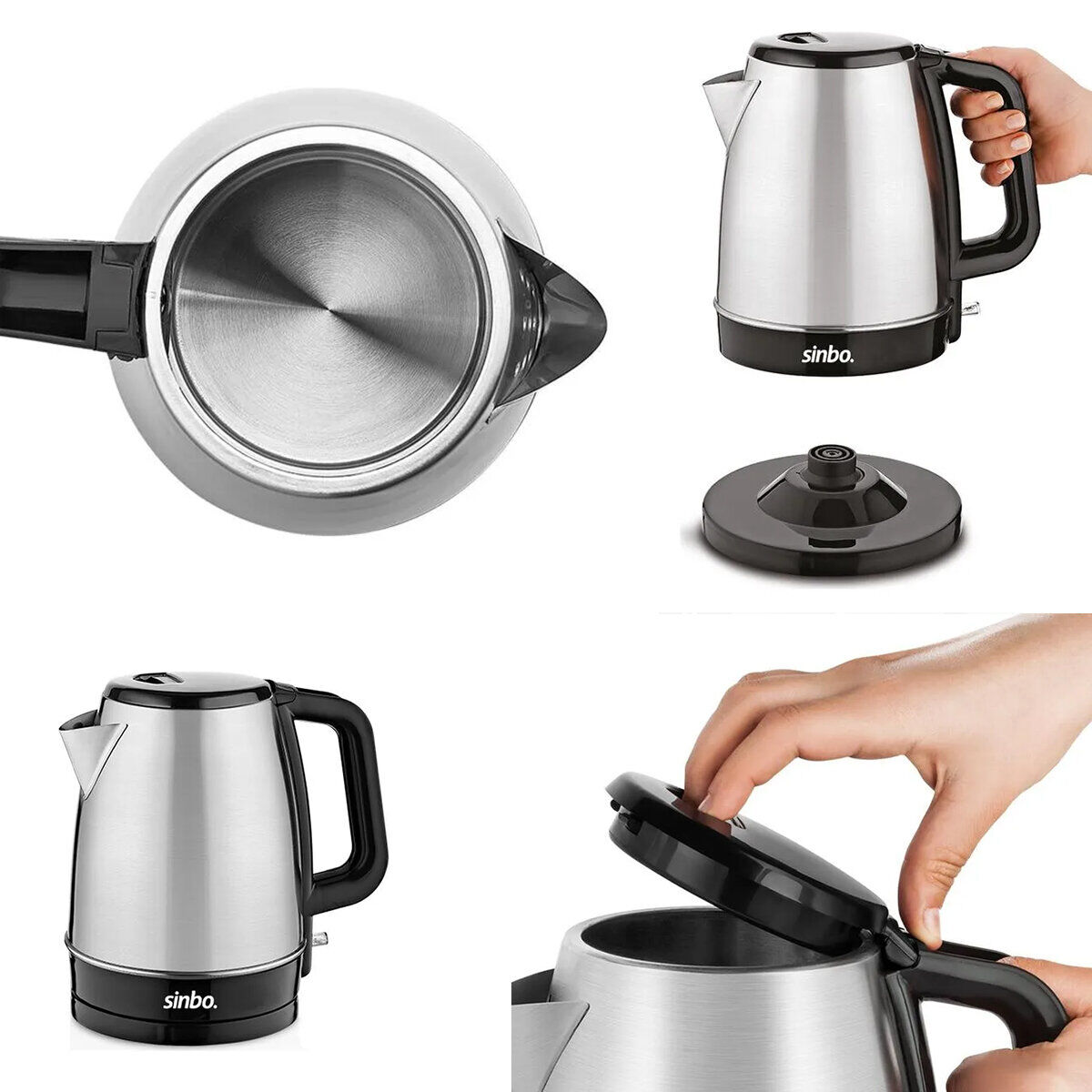 SİNBO SK-7353 ( PASLANMAZ ) KABLOSUZ SU ISITICI ÇELİK KETTLE ( 1.7LT )*8