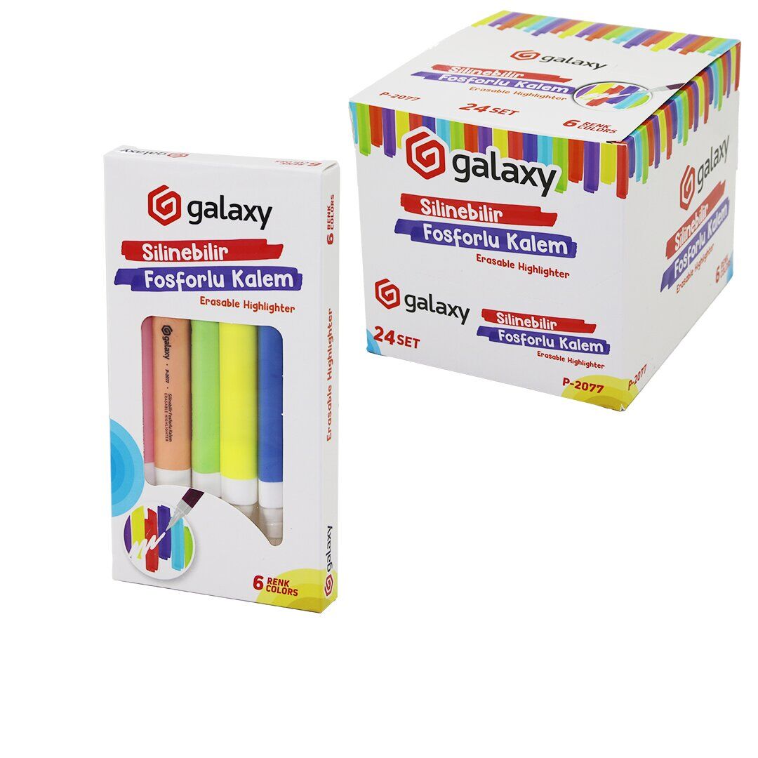 GALAXY P-2077 ( 6PCS=RENK ) SİLİNEBİLİR FOSFORLU KALEM*24X6