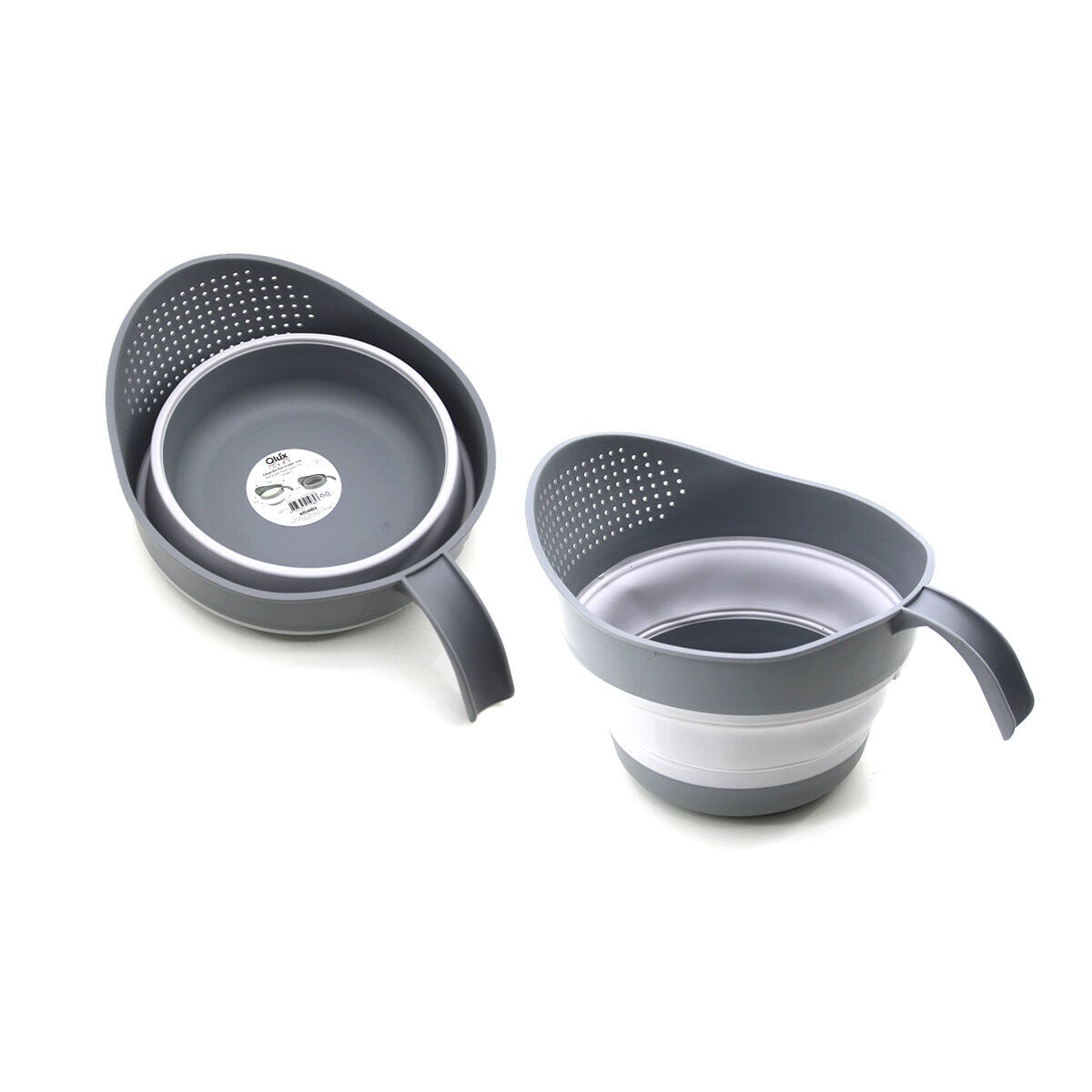 QLUX L-00984-2 ( KATLANABİLİR ) PİRİNÇ SÜZGEÇ ( GRİ ) ( MAŞRAFA MODELİ ) ( 2250ML ) ( KAPALI=8.5 & AÇIK=16CM ) ( 19X26CM )*14=K