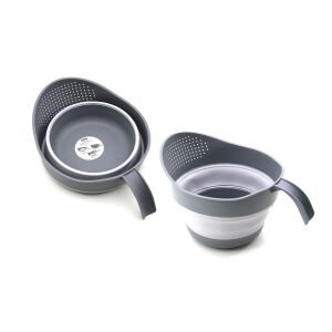 QLUX L-00984-2 ( KATLANABİLİR ) PİRİNÇ SÜZGEÇ ( GRİ ) ( MAŞRAFA MODELİ ) ( 2250ML ) ( KAPALI=8.5 & AÇIK=16CM ) ( 19X26CM )*14=K