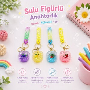 İM@-6124 ( SULU & FİGÜRLÜ ) MİKA KRİSTAL ANAHTARLIK ( GOLD KULP & KANCALI )*12X50
