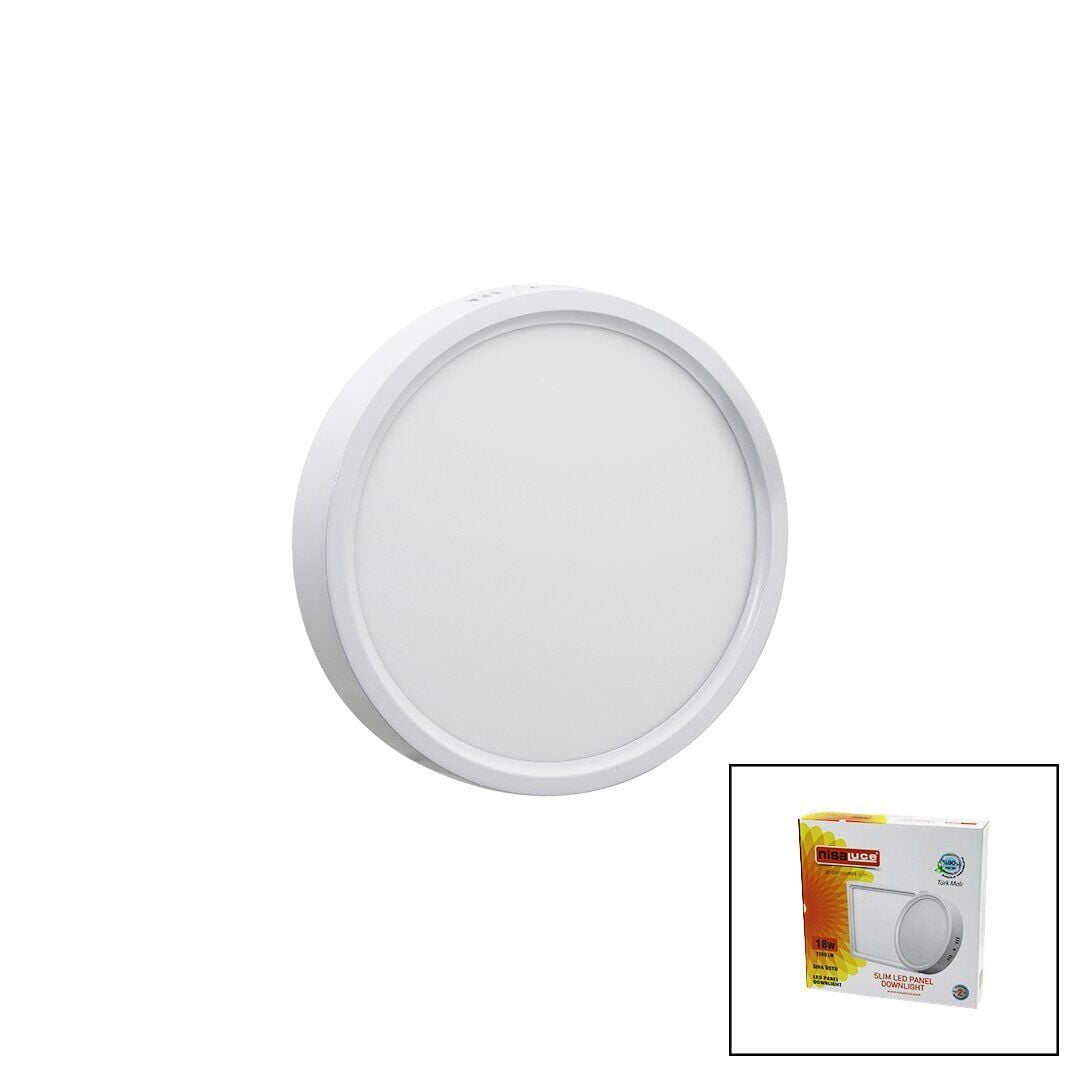NİSALUCE EPL-18SÜ EPL-018YSU (18W) (BEYAZ METAL KASA) (SIVA ÜSTÜ) (YUVARLAK) LED SLİM PANEL (20.5CM)(1260LM)(BEYAZ=6500K)(30.000 SAAT ÖMÜR)*20