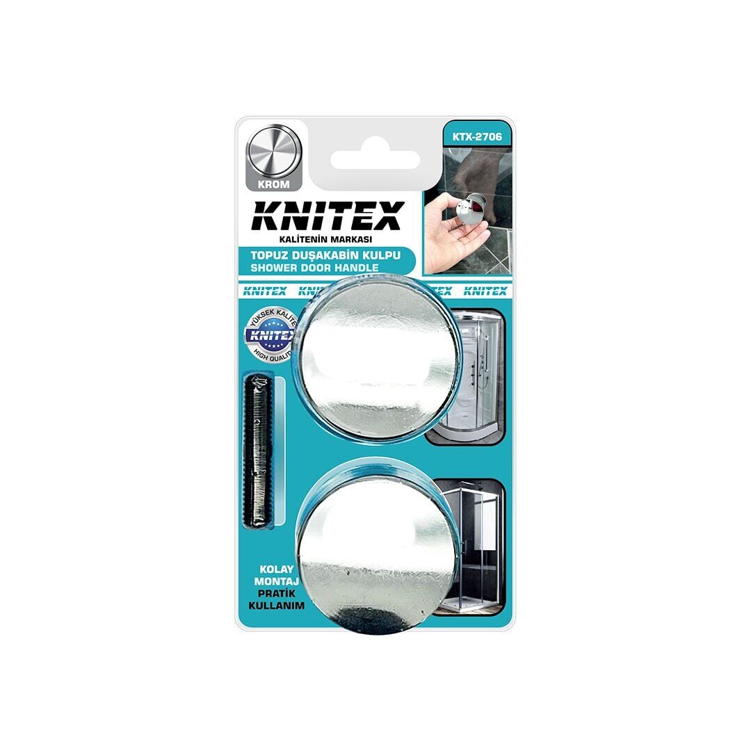 KINETEX KTX-2706 ( 2Lİ ) ( KROM KAPLAMA ABS PLASTİK ) ( TOPUZ ) DUŞAKABİN KULPU ( 4-5-6-8-10MM CAM DUŞ KABİNLER İÇİN ) ( MONTAJ DELİK ÇAPI: 10MM)*170