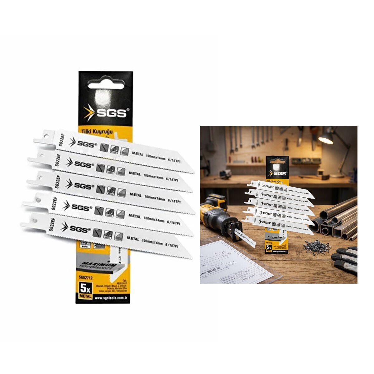 SGS-2712 ( 5PCS ) TİLKİ KUYRUĞU & TESTERE BIÇAĞI METAL ( 150MM/1.4MM )*100