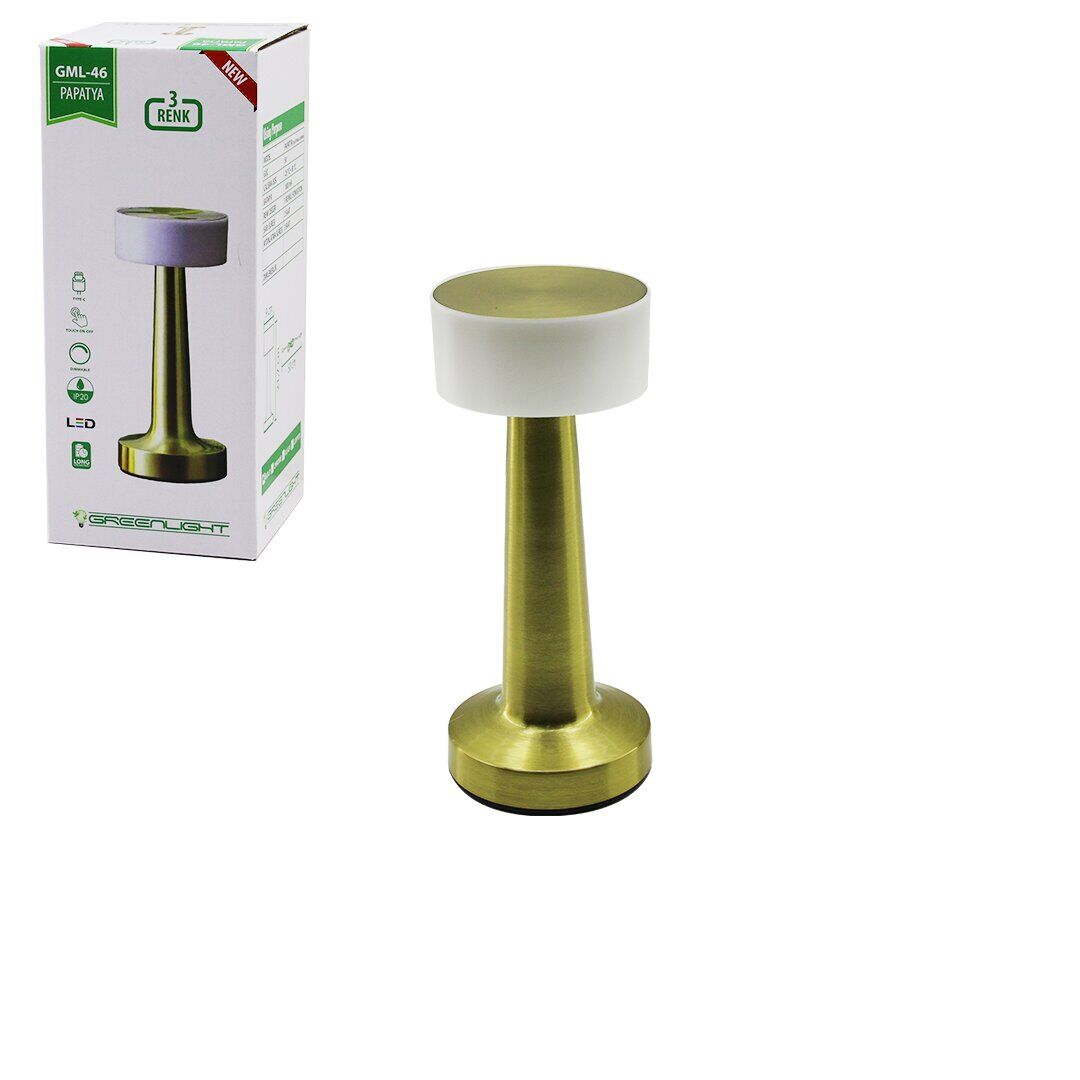 GREENLIGHT GML-46 ( PAPATYA ) MASA LAMBASI MANTAR ( DOKUNMATİK ) ( USB ŞARJLI ) ( 3 FONKSİYON RENKLİ ) ( LED:1-3W ) ( INPUT:5V )*40