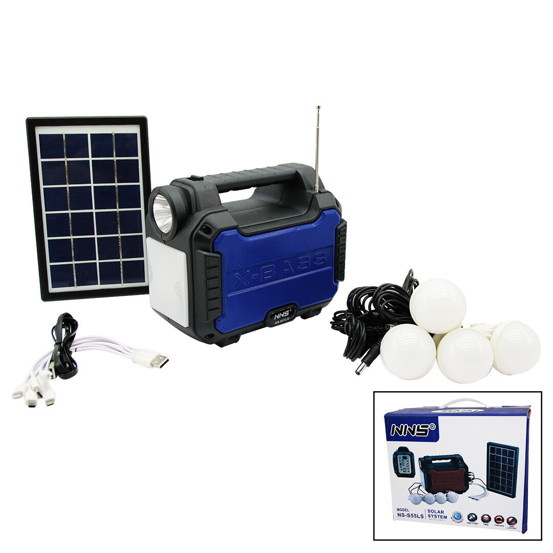 NNS NS-S55LS (3IN1&SOLAR) (2İN1=EL FENERİ& RADYO& MP3) BLUETOOTH&USB/TF PORT&4PCS AMPUL KABLOLU&POWERBANK*12