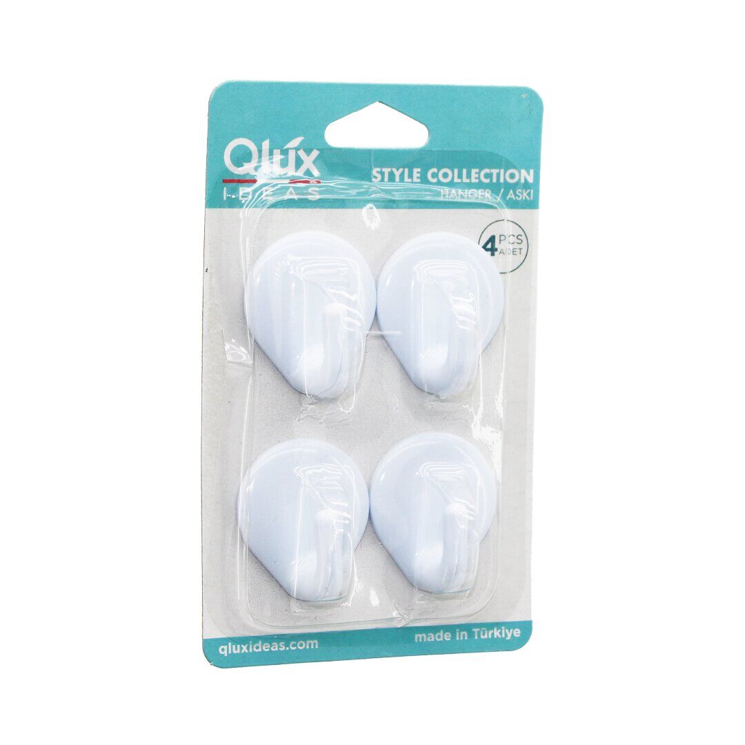 QLUX L-00734 STYLE COLLECTION ( 4PCS ) YAPIŞKANLI BEYAZ PLASTİK ASKI (BRKT-017344)*32X2