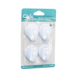 QLUX L-00734 STYLE COLLECTION ( 4PCS ) YAPIŞKANLI BEYAZ PLASTİK ASKI (BRKT-017344)*32X2