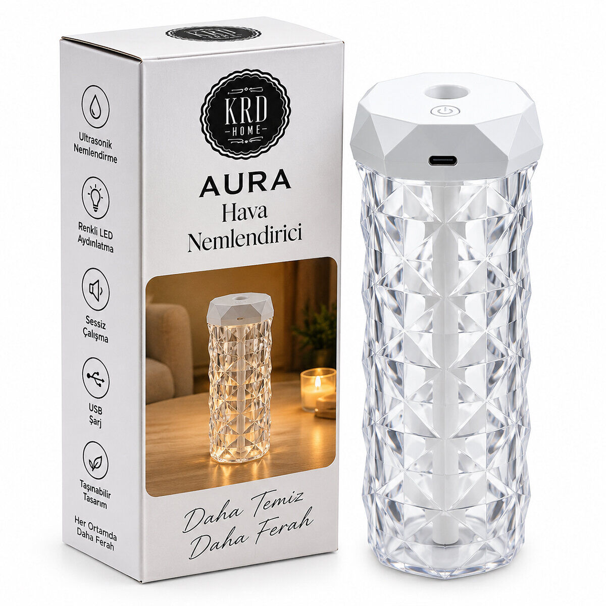 KRD HOME  KRD-8775 AURA ( KRİSTAL ) HAVA NEMLENDİRİCİ ( BUHAR MAKİNE & KOKU GİDERİCİ)*60
