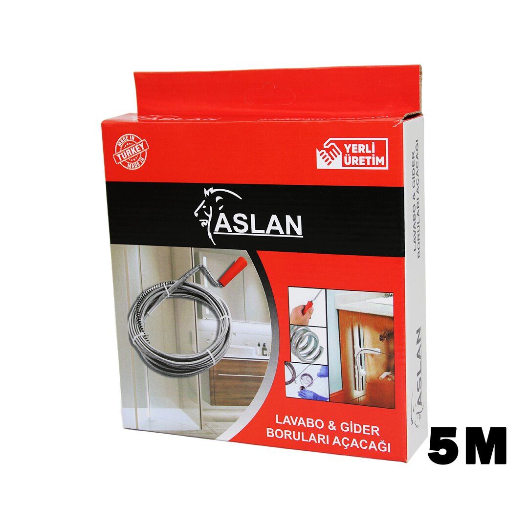 ASLAN ( 5MT ) ( SUSTA ) ( SPİRAL ESNEK YAY ) LAVABO & GİDER BORU AÇAR*48