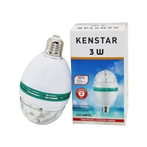 KENSTAR İBiCO IBC-010 ( 3W ) DÖNEBİLEN ( DİSKO ) RENKLİ LED LAMBA & AMPUL ( TAM RENKLİ ) ( 170-265V )*160
