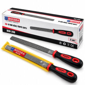 BOSSRA BSR-289 ( 10'' İNC ) ( BALIK SIRTI ) AĞAÇ & METAL TÖRPÜSÜ ( METAL EĞE ) ( KAUÇUK PLASTİK SAPLI )*12X10