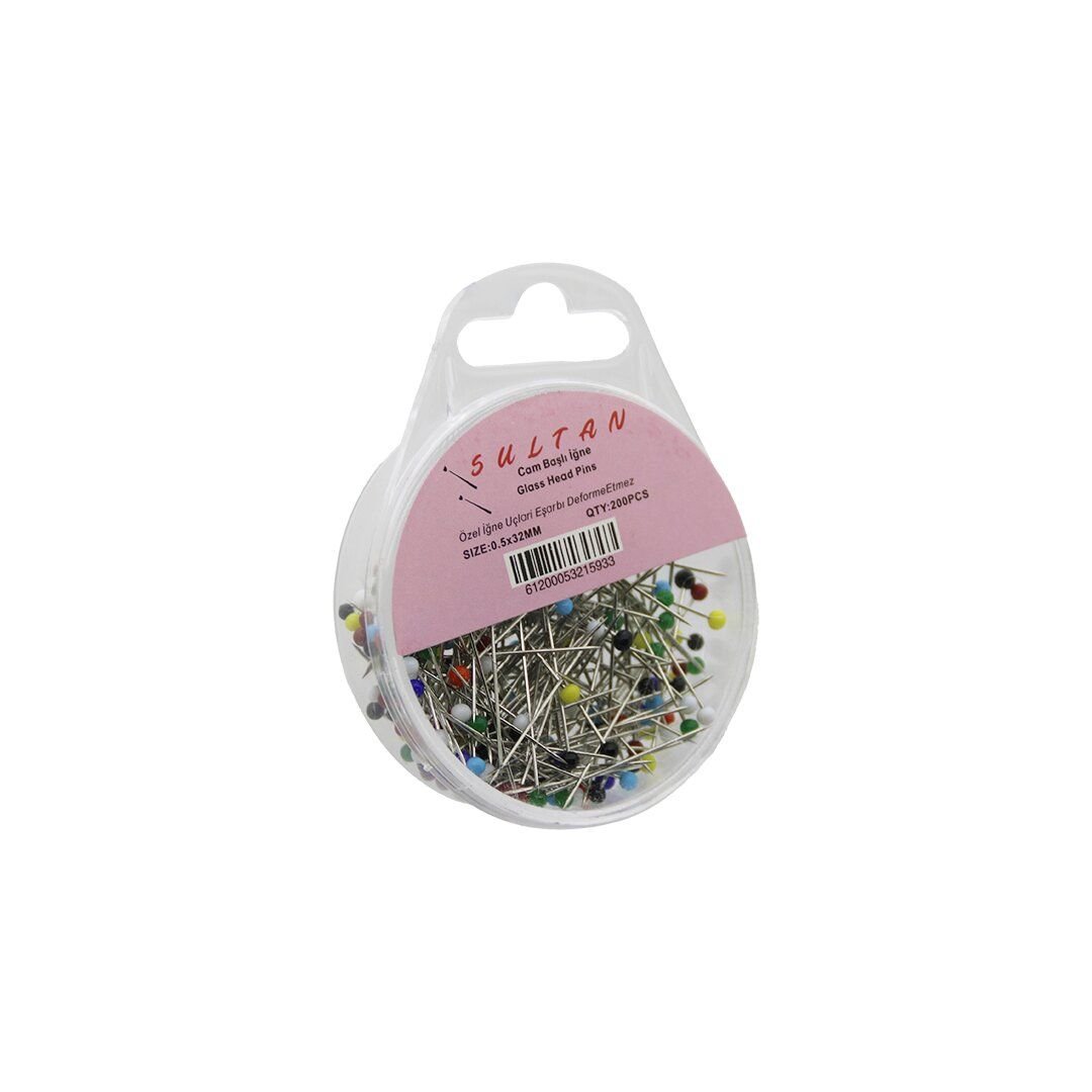 İBİCO İ20-012 SULTAN ( 200 PCS ) ( RENKLİ TOPLU ) BAŞÖRTÜ İĞNESİ ( ŞEFFAF PLASTİK ASKILIKLI KUTULU ) ( 0.5X32MM )*10X48