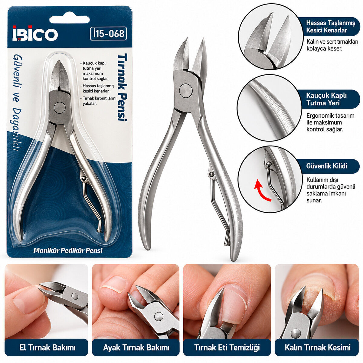 İBİCO İ15-068 ( BÜYÜK )  METAL ( TIRNAK ET PENSİ ) PEDİKÜR MANİKÜR MAKASI ( PENSE MODELİ )*12X50