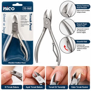 İBİCO İ15-068 ( BÜYÜK )  METAL ( TIRNAK ET PENSİ ) PEDİKÜR MANİKÜR MAKASI ( PENSE MODELİ )*12X50