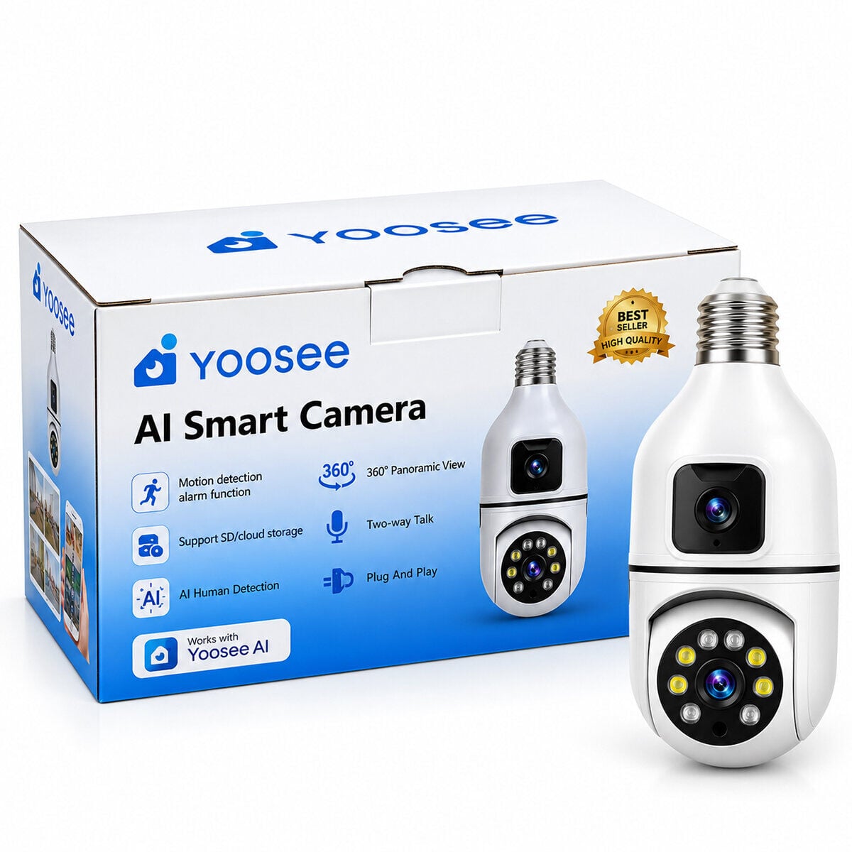 BLUE INTER INT-CMR40 YOOSEE ( KAYIT ) YOOSEE AL SMART KAMERA ( YAPAY ZEKA ) ( DUY ) ( 360° DÖNEBİLEN & ALARM SİSTEMİ & KONUŞMA ÖZELLİK )*50