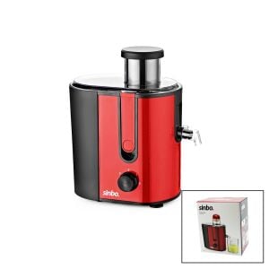 SİNBO SJ-3143 (ELEKTRİKLİ) (KIRMIZI) KATI MEYVE SIKACAK (600W) (HAZNE POSA:1250ML & M.SUYU:450ML) (ÇELİK FİLTRE) (65MM TÜP)*4