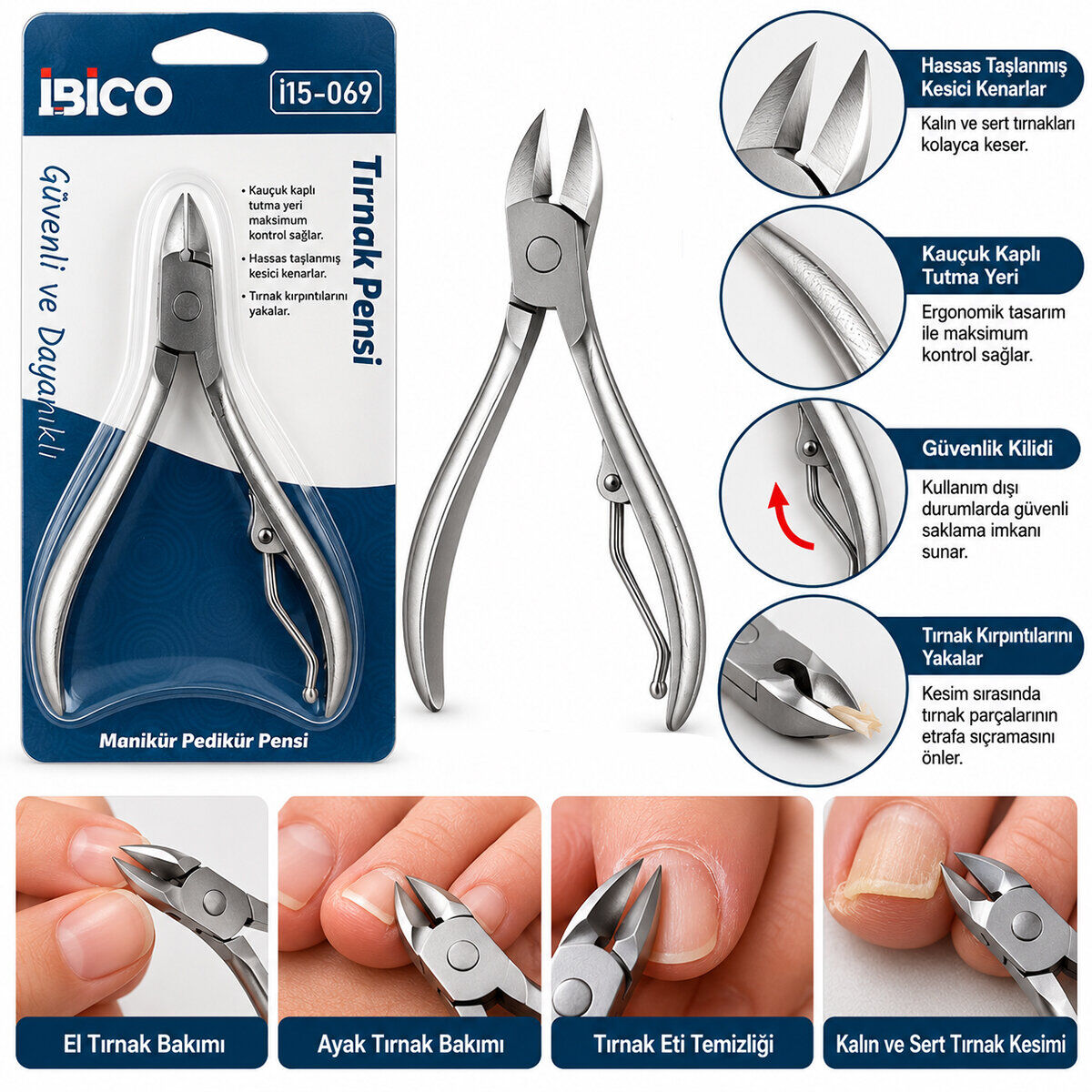 İBİCO İ15-069 ( KÜÇÜK ) METAL ( TIRNAK ET PENSİ ) PEDİKÜR MANİKÜR MAKASI ( PENSE MODELİ )*12X100