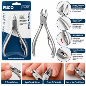 İBİCO İ15-069 ( KÜÇÜK ) METAL ( TIRNAK ET PENSİ ) PEDİKÜR MANİKÜR MAKASI ( PENSE MODELİ )*12X100
