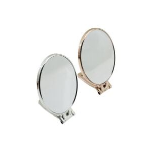 İBİCO İ15-018 -950-1 ( OVAL ) ( 6.5''=16.5X13CM ) MAKYAJ AYNASI ( ÇİFT TARAFLI ) ( BRONZ & GÜMÜŞ PLS.ÇERÇEVE ) ( KATLANIR AYAKLI )*72