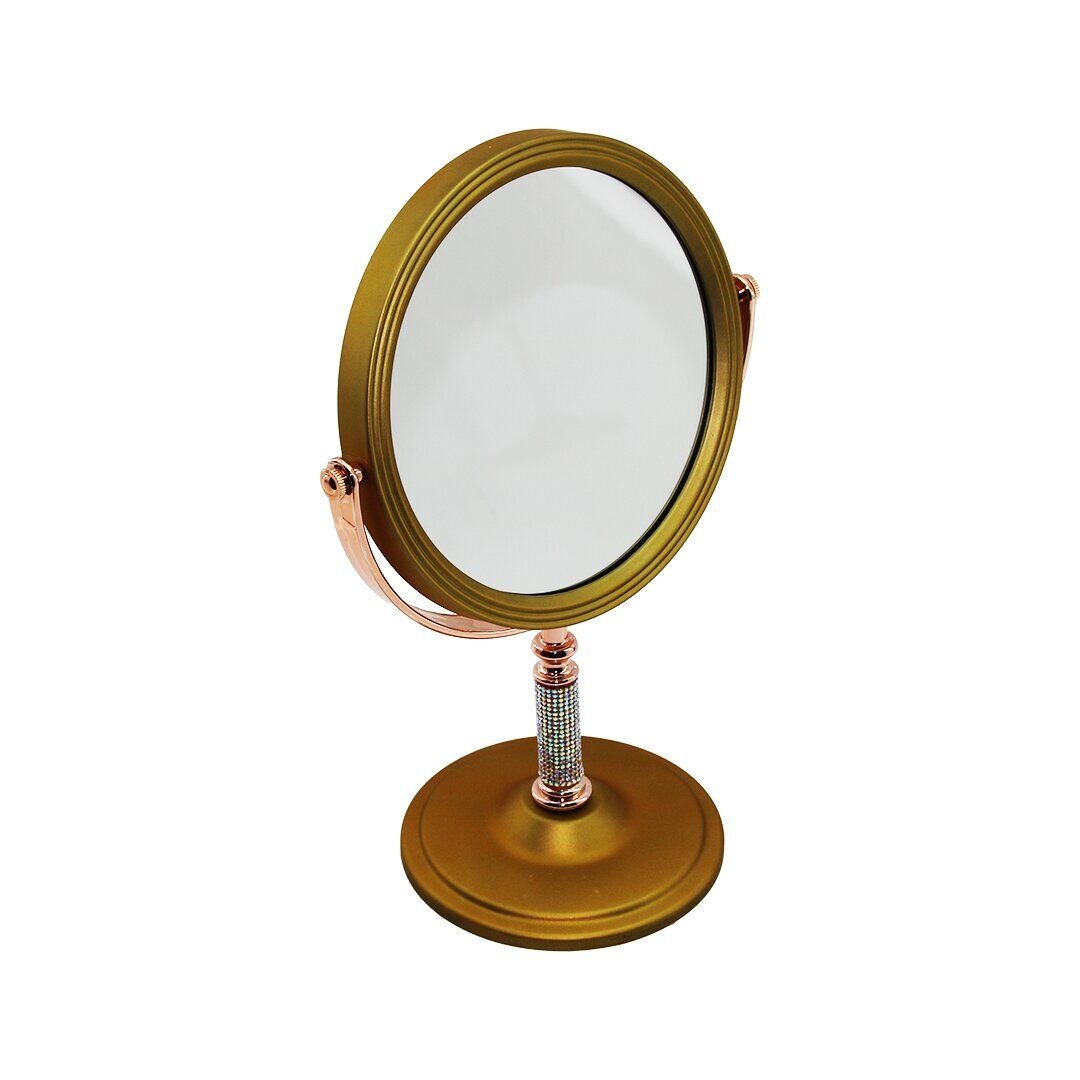 İBİCO İ15-020 -930 (LUX) (TAŞLI SAP) (YUVARLAK) (7''= ÇAP:17.5CM) MAKYAJ AYNASI (ÇİFT TARAFLI) (BRONZ & GÜMÜŞ PLS.ÇERÇEVE) (SABİT AYAK)*48