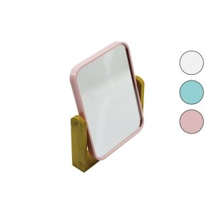 İBİCO İ15-021 -5005 (DİKDÖRTGEN=20.5X15.5CM) (AHŞAP BAMBU AYAKLI) MAKYAJ AYNASI (ÇİFT TARAFLI) (RENKLİ PLASTİK ÇERÇEVE)*48