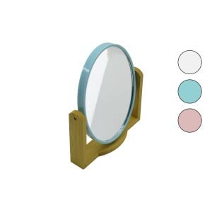 İBİCO İ15-022 -5006 (OVAL) ( 8''= 20.5X15.5CM) (AHŞAP BAMBU AYAKLI) MAKYAJ AYNASI (ÇİFT TARAFLI) (RENKLİ PLASTİK ÇERÇEVE)*48