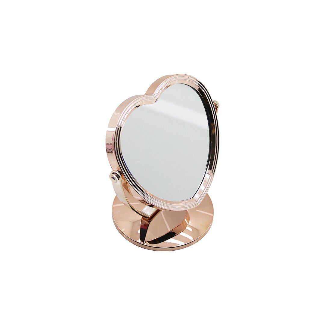 İBİCO İ15-023 -940-1 (LUX) (KALP MODEL) (7''= ÇAP:17.5CM) MAKYAJ AYNASI (ÇİFT TARAFLI) (BRONZ & GÜMÜŞ PLS.ÇERÇEVE) (SABİT AYAK)*48