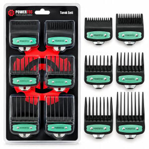 POWERTEC ( 6PCS ) MAKİNE TARAK SET ( SİYAH KLİPSİ )*100