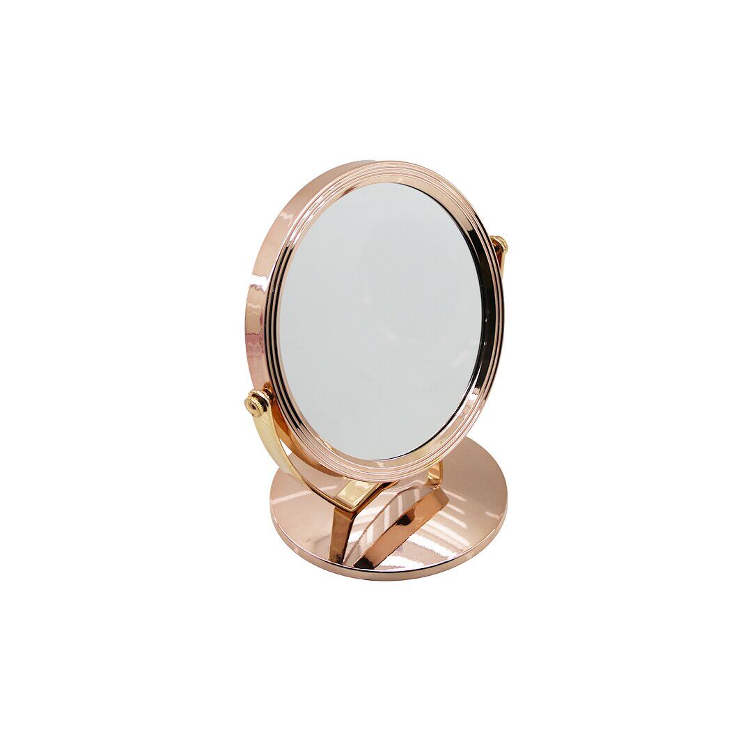 İBİCO İ15-024 -940-3 (LUX) (YUVARLAK) (7''= ÇAP:17.5CM) MAKYAJ AYNASI (ÇİFT TARAFLI) (BRONZ & GÜMÜŞ PLS.ÇERÇEVE) (SABİT AYAK)*48