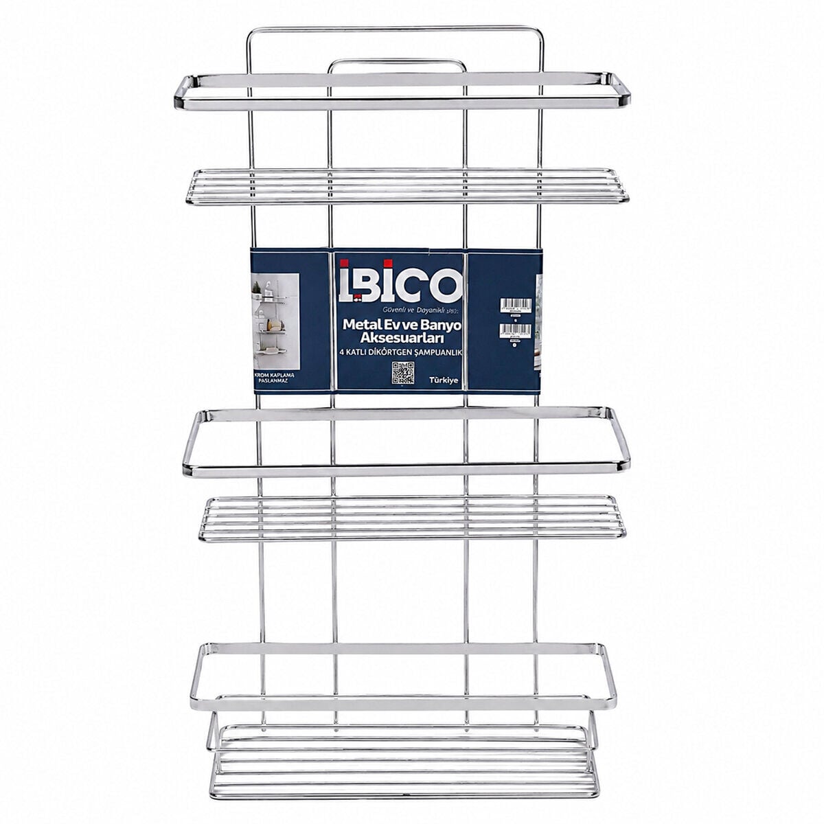 İBİCO K13-104 ( LAMALI ) ( 3 KATLI & DİKDÖRTGEN ) ( KROM ) ( METAL ) BANYO KÖŞELİK & DUŞKABİN RAF & ŞAMPUANLIK*12