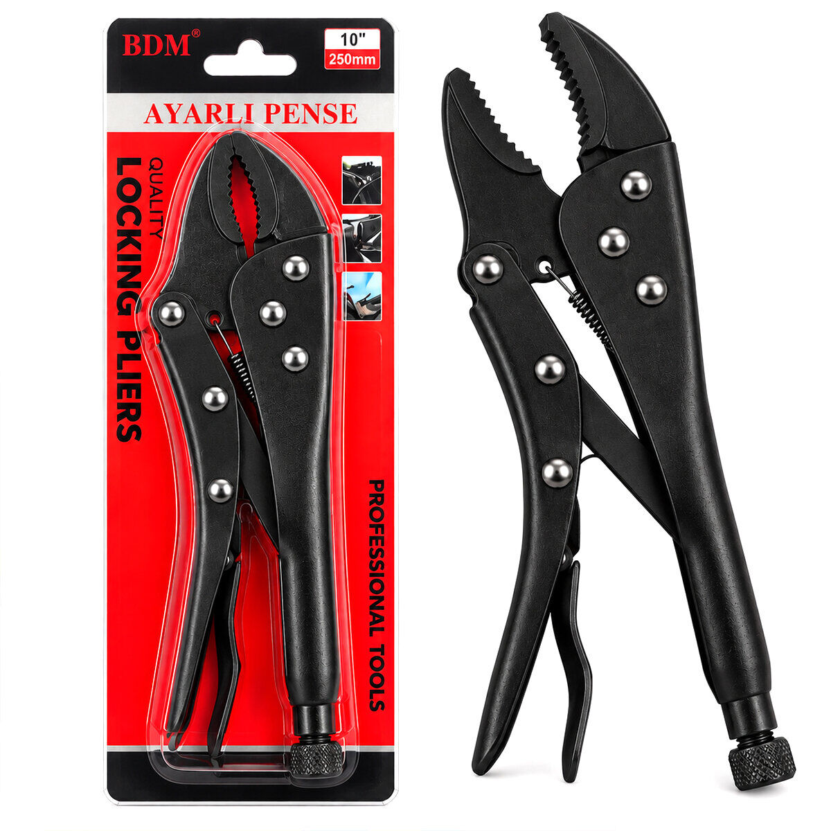 BDM ( SİYAH ) ( 10'' ) ( 250 MM ) ( KOMPLE METAL ) KİLİTLİ & AYARLI PENSE*60