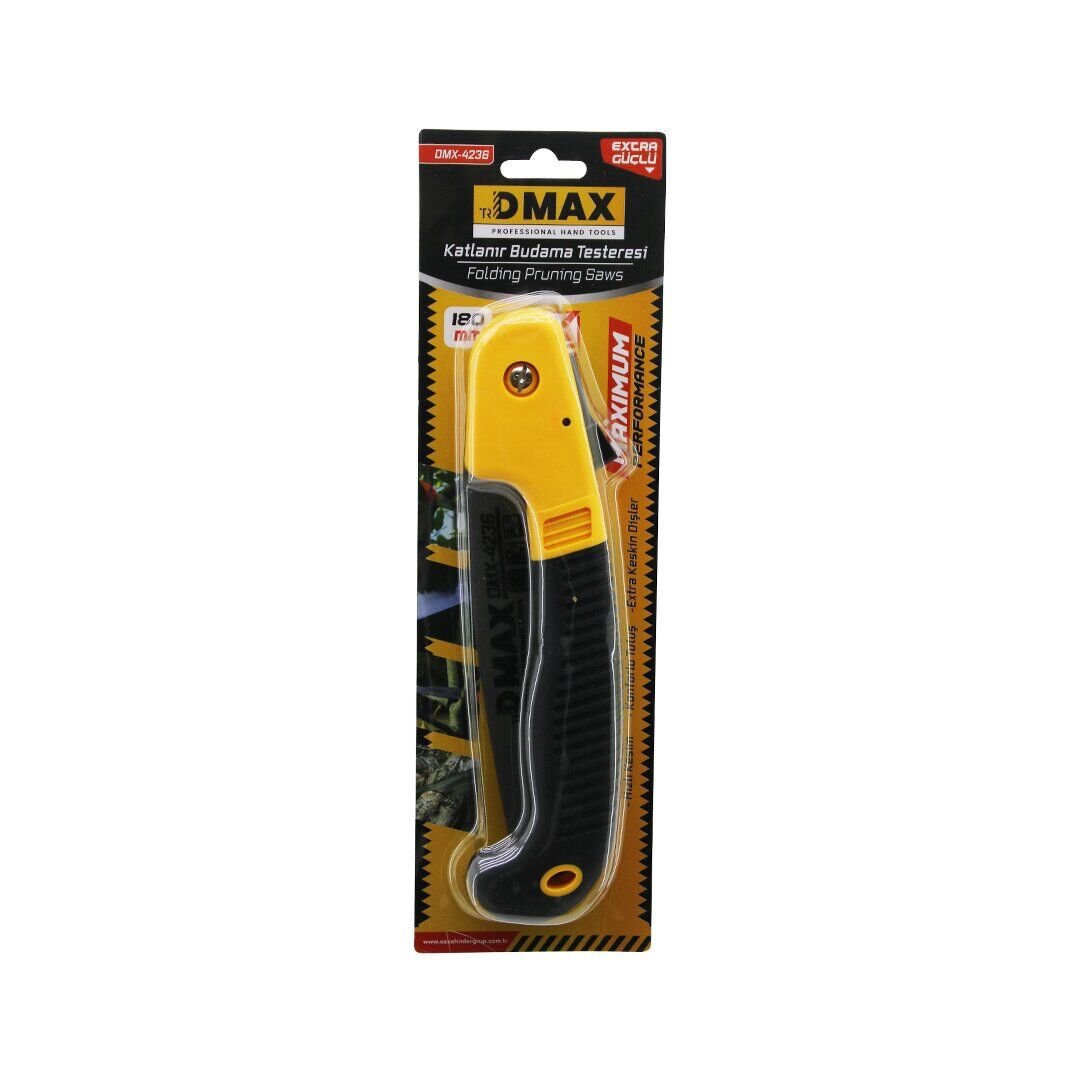 DMAX DMX-4236 (KATLANIR) (KURT DİŞİ) BUDAMA TESTERESİ (KİLİTLİ) (TESTERE:18CM+KAUÇUK KAPLAMALI PLS.SAP:20CM=39CM)*12X6