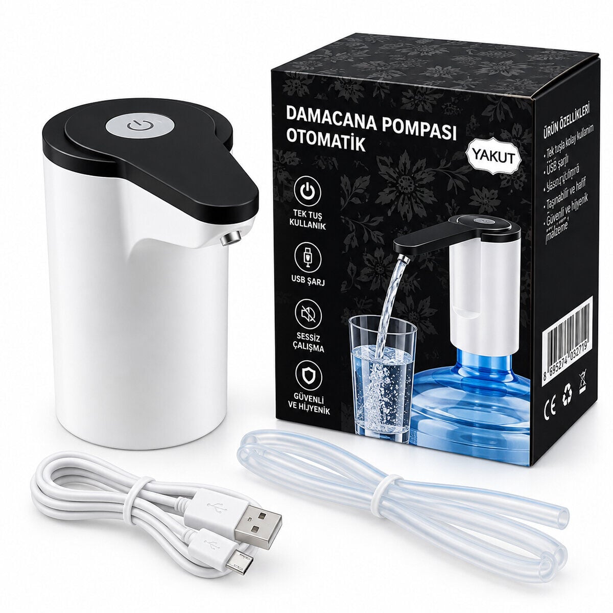 YAKUT-13782 ( USB ŞARJLI & OTOMATİK ) DAMACANA SU POMPASI*60