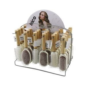 İBİCO İ15-041 (AHŞAP SAP & PLS.GÖVDE) (FÖN & SAÇ FIRÇASI &TARAK)(MİX=6 MODEL&2 RENK ) (BEYAZ PLS.& RENKLİ TOP UÇ )*36X4