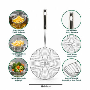 İBİCO İ22-296 ( 19-20CM ) ( METAL SAPLI ) ÇELİK KEVGİR*12X20