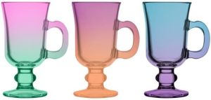 230 CC ÇIFT RENK BOYALI 2LI AYAKLI CAM BARDAK SETİ*12