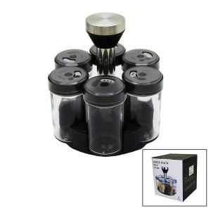 SPICE RACK OT-020 YAKUT-10754 ( 6PCS ) ( YUVARLAK CAM ) ( PLASTİK KAPAK ) TUZLUK & BAHARATLIK (180ML)(+1 DÖNER STANDLI=7PCS)*24