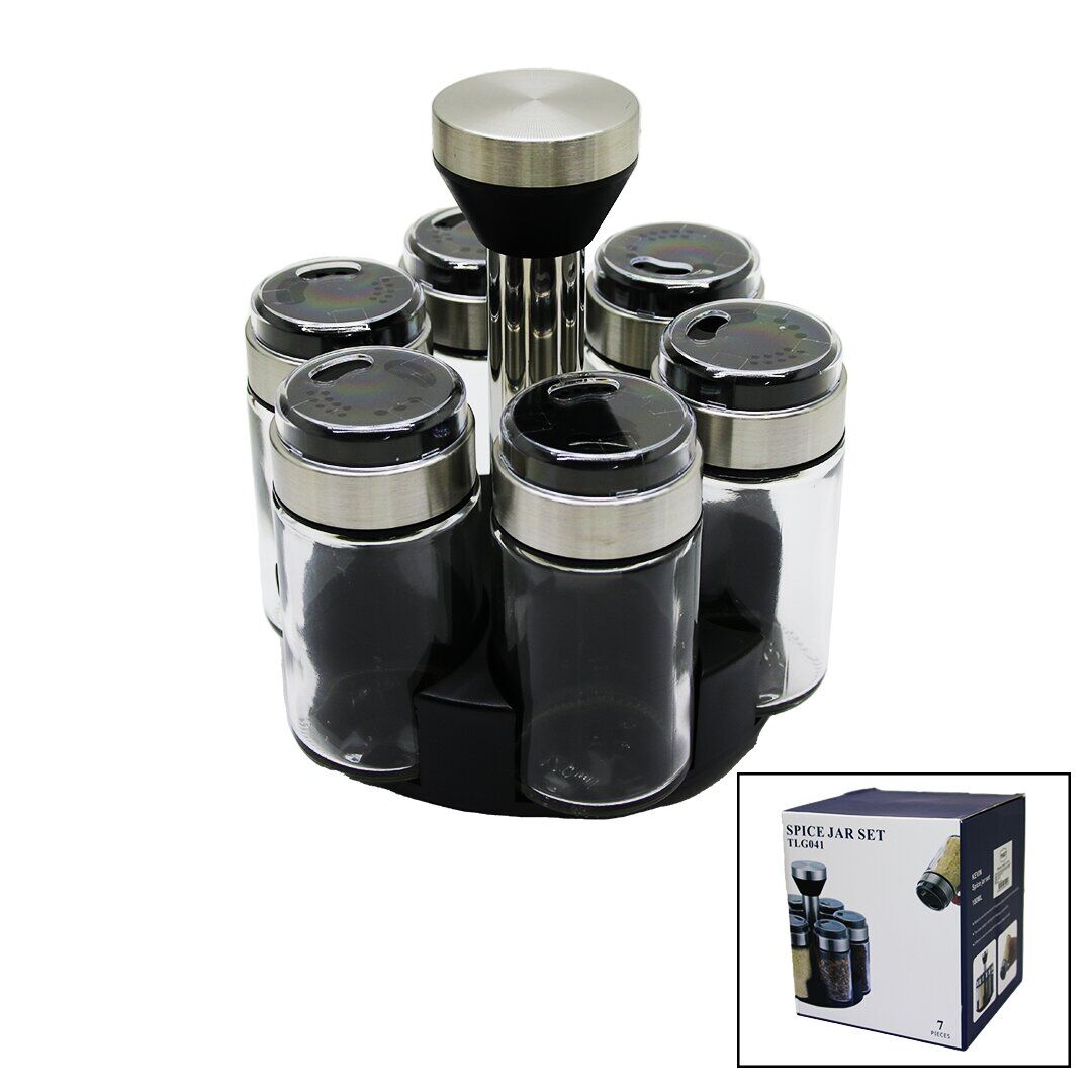 SPICE JAR TLG-041 YAKUT-10755 ( 6PCS ) ( YUVARLAK CAM ) ( KROM KAPLI KAPAK ) TUZLUK & BAHARATLIK (+1 DÖNER STANDLI=7PCS)*24